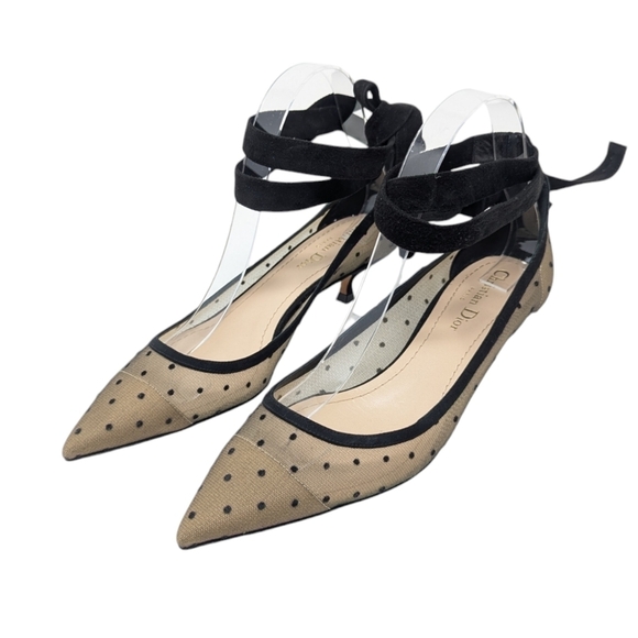 Dior Shoes - NEW Christian Dior Lovely-D Mesh Polka Dot Kitten Heel Pointed Pump Size EU 38
